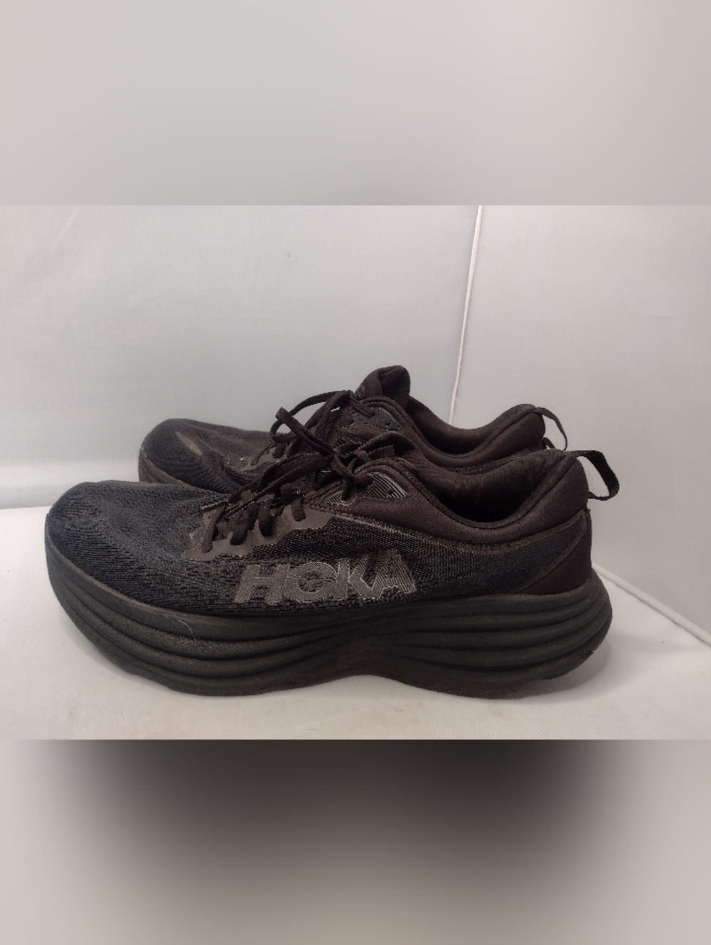 Hoka One One Mens Bondi 8 Triple Black Running Sneaker Size 14 2E EE